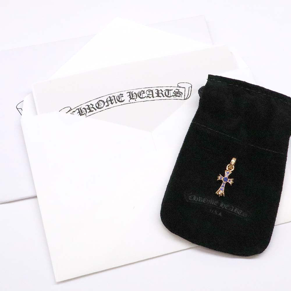 CRS BBYFAT P SAP B ベイビーファットクロス パヴェブルーサファイア チャーム 22K ゴールド ネックレストップ ペンダントトップ