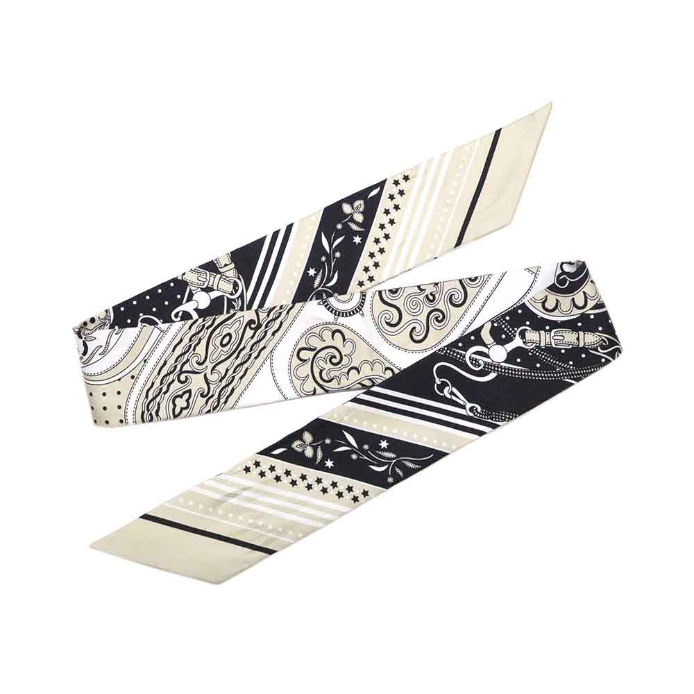 ツイリー Festival des Amazones Bandana アマゾンの祭典 バンダナ 064217S-04 グレージュ/ブラック/ホワイト シルク スカーフ