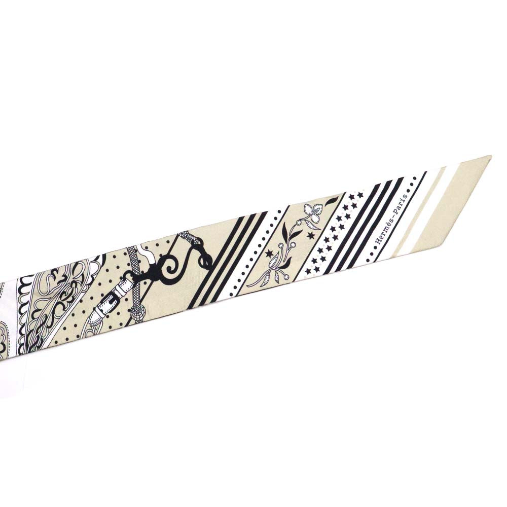 ツイリー Festival des Amazones Bandana アマゾンの祭典 バンダナ 064217S-04 グレージュ/ブラック/ホワイト シルク スカーフ