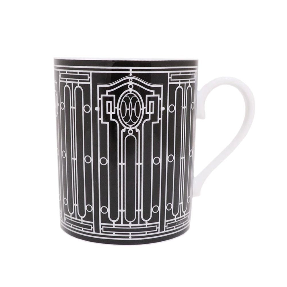 マグカップ Hデコ No2 ポーセリン 陶器 300ml ブラック/ホワイト P037131P