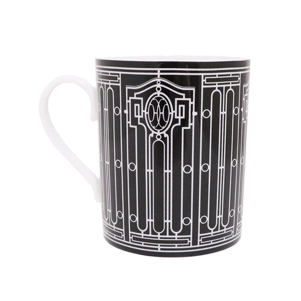マグカップ Hデコ No2 ポーセリン 陶器 300ml ブラック/ホワイト P037131P