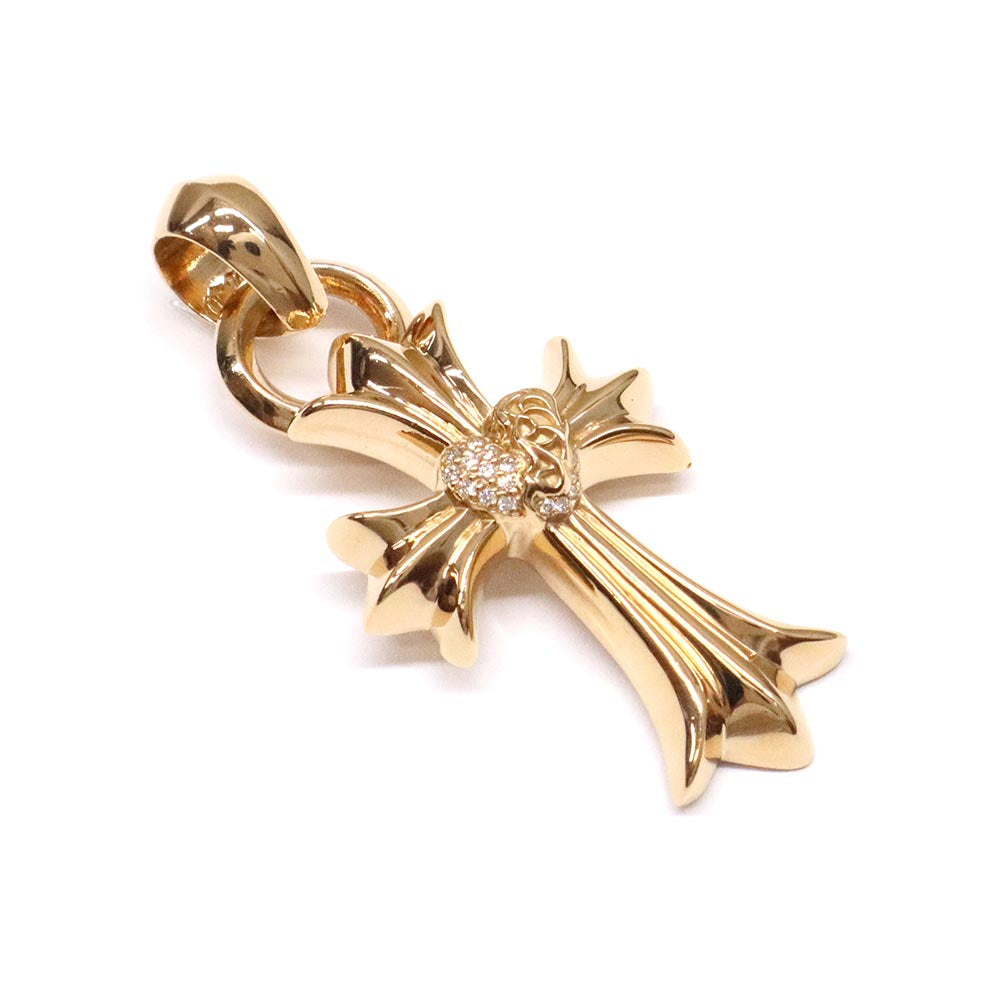 CH CRS HRT P DIA W BALE CHクロス ハート スモール Wベイル ネックレストップ 22K ゴールド パヴェダイヤモンド ペンダントトップ チャーム