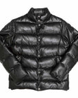 STIFF LTHR スティッフ クロスボールボタン ダウンジャケット ブラック レザー SV925 シルバー M スクロールラベル