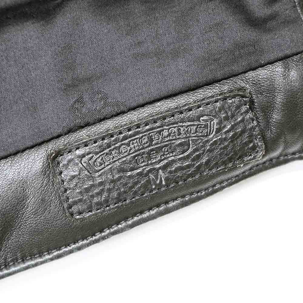 STIFF LTHR スティッフ クロスボールボタン ダウンジャケット ブラック レザー SV925 シルバー M スクロールラベル