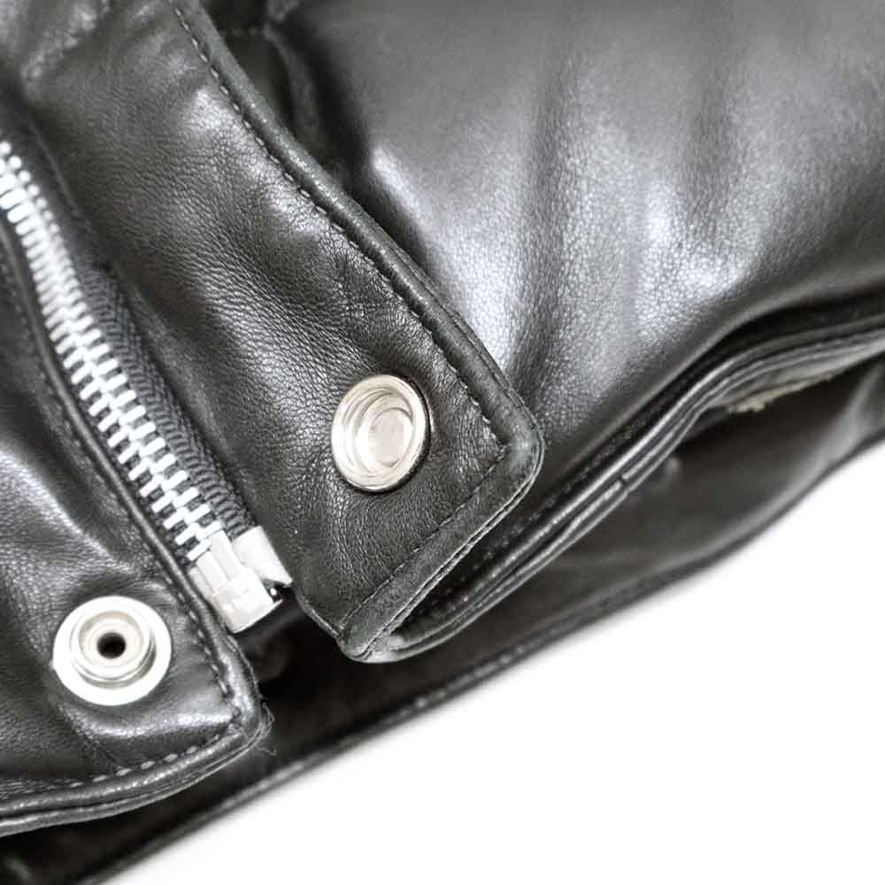 STIFF LTHR スティッフ クロスボールボタン ダウンジャケット ブラック レザー SV925 シルバー M スクロールラベル