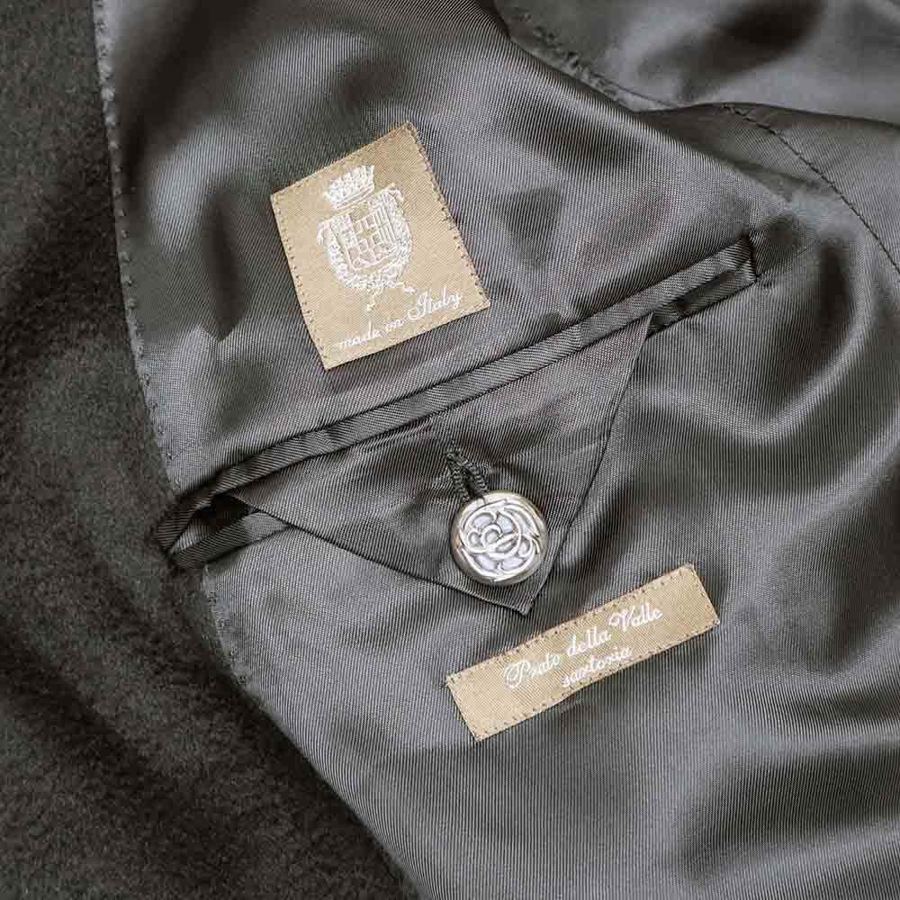 フローラルボタン チェスターコート ブラック カシミヤ SV925 シルバー