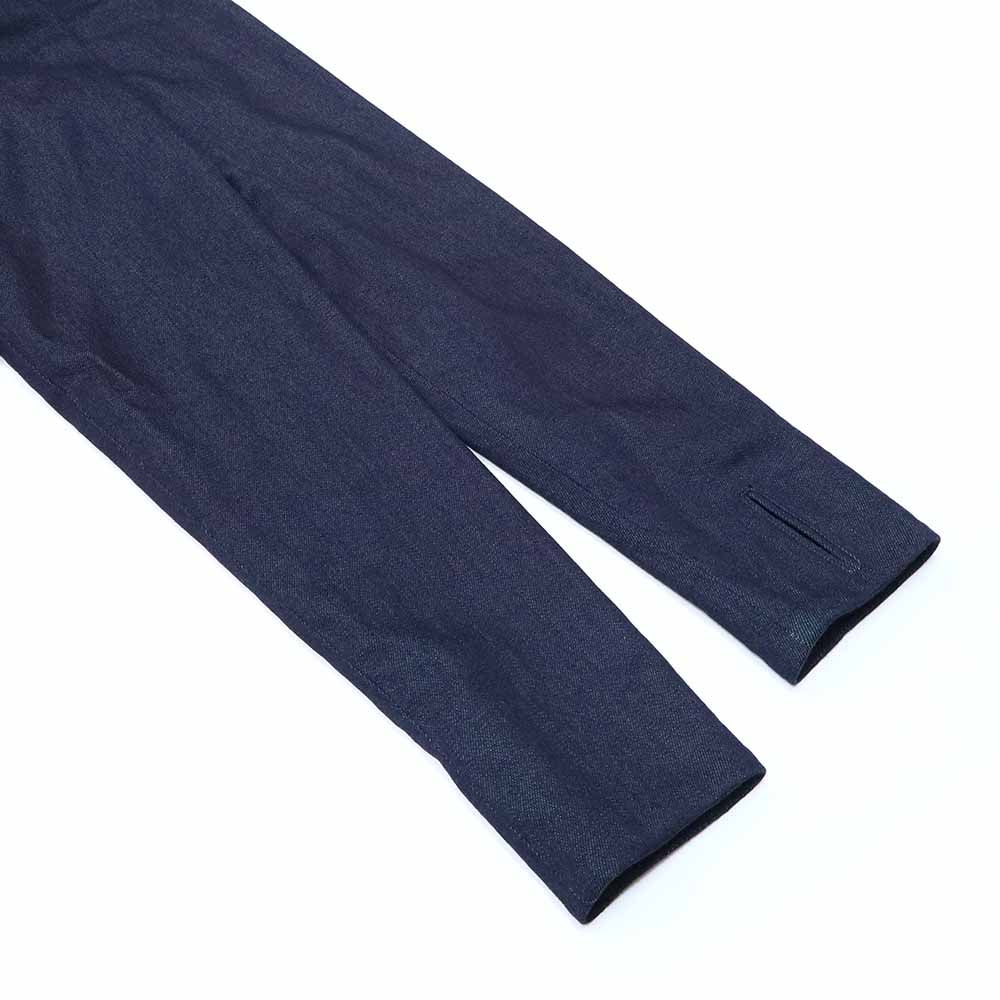 バッククロスパッチ ノーカラージャケット ネイビー デニム カシミヤ レザー SV925 シルバー スクロールラベル M