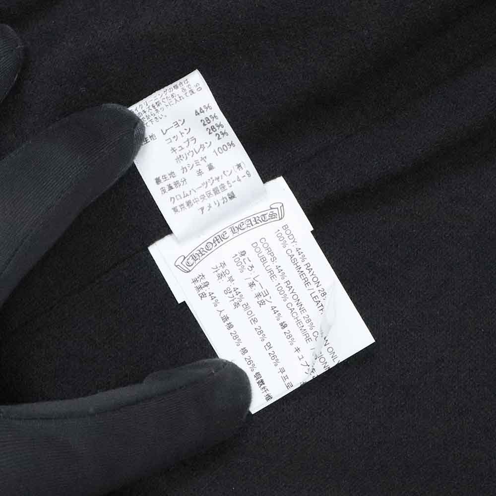 バッククロスパッチ ノーカラージャケット ネイビー デニム カシミヤ レザー SV925 シルバー スクロールラベル M