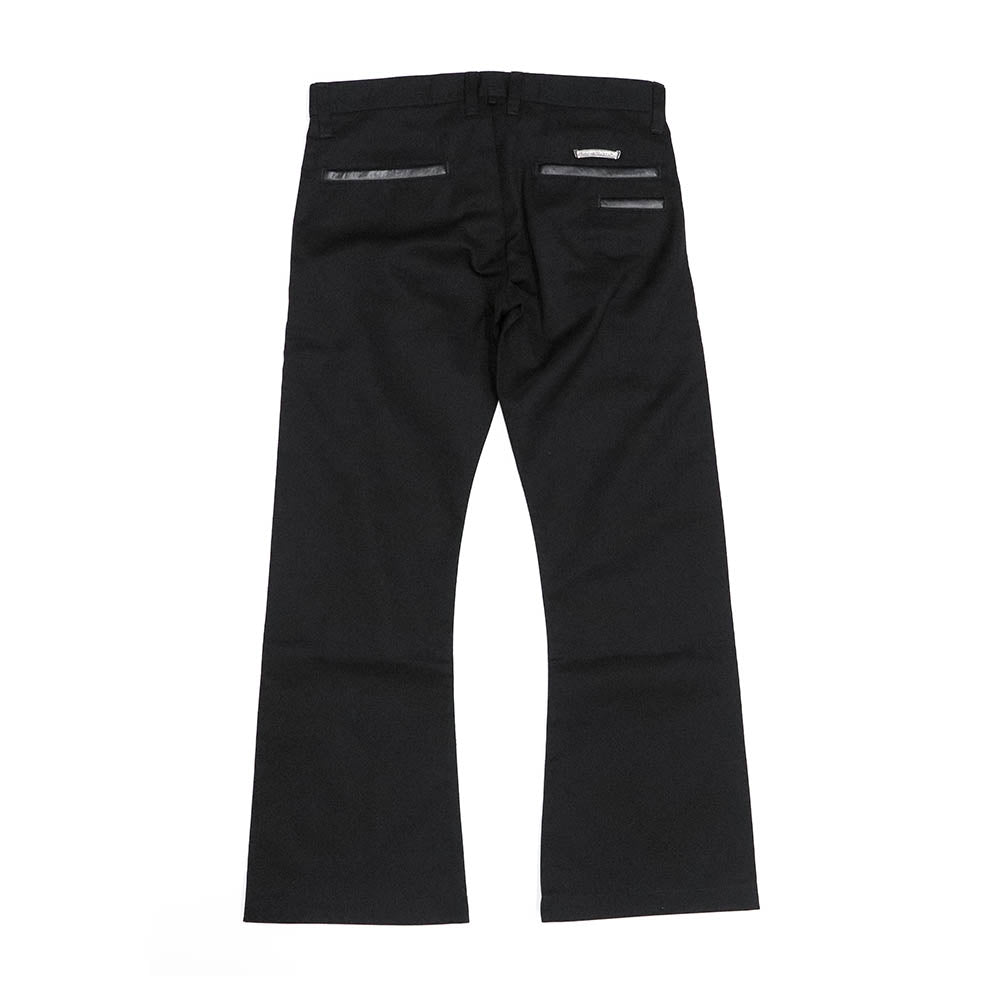 クロスボールボタン チノパンツ ブラック コットン レザー SV925 シルバー 32 スクロールラベル