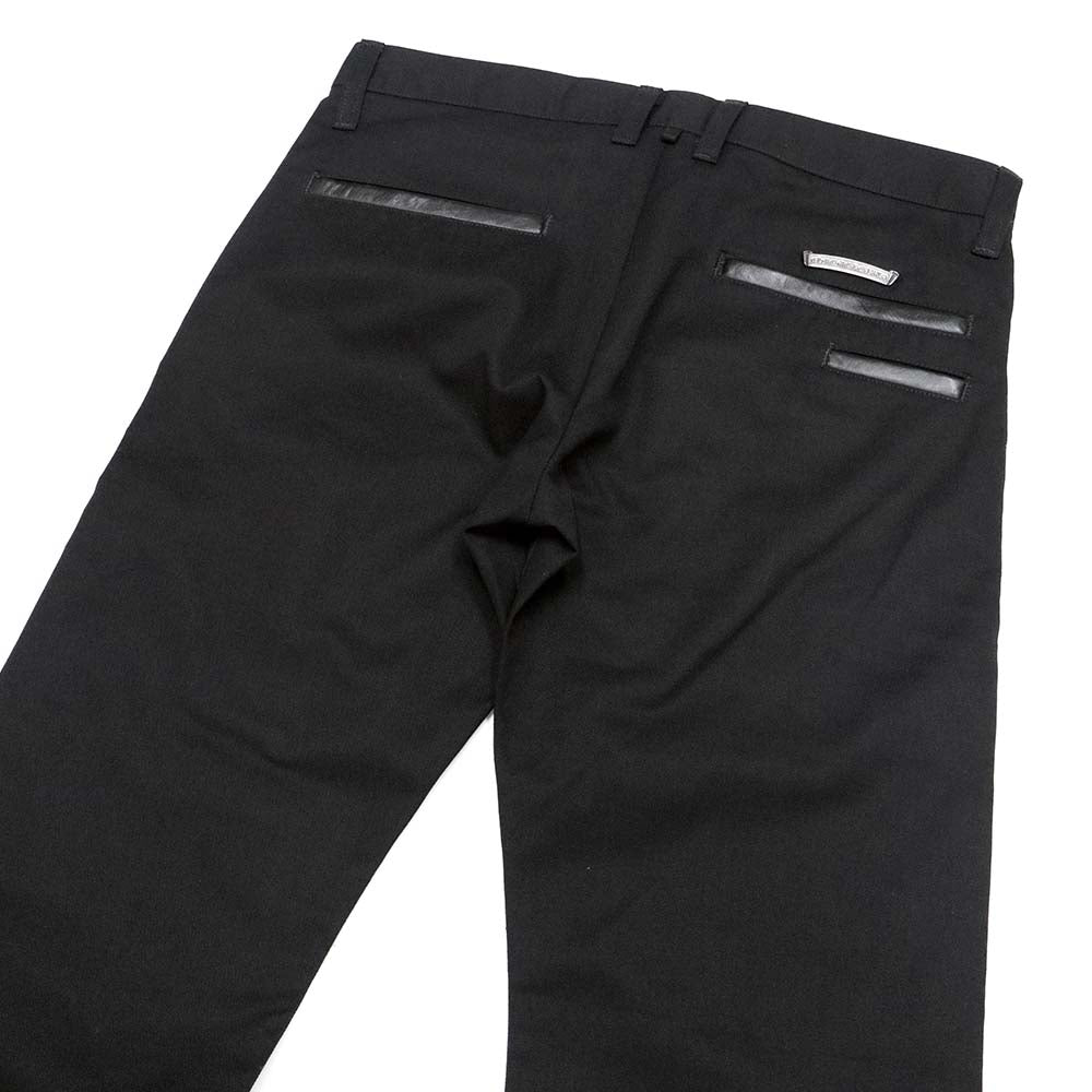 クロスボールボタン チノパンツ ブラック コットン レザー SV925 シルバー 32 スクロールラベル