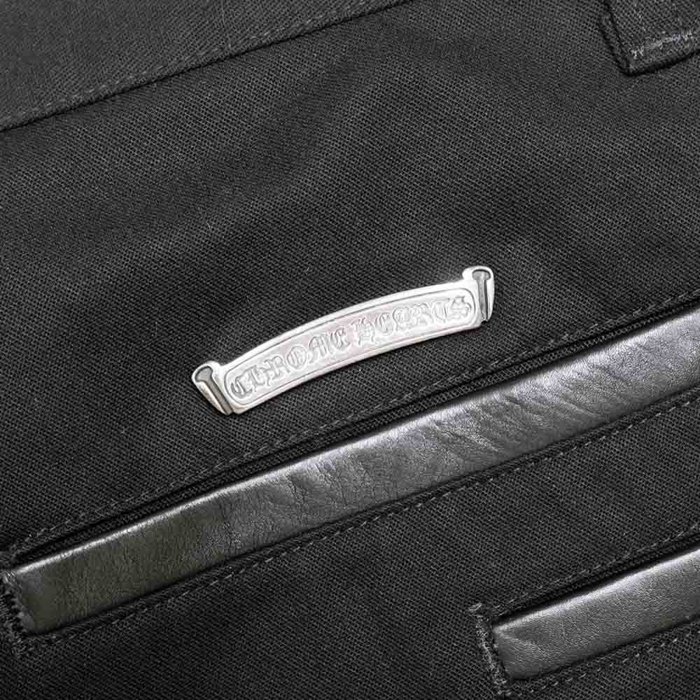 クロスボールボタン チノパンツ ブラック コットン レザー SV925 シルバー 32 スクロールラベル